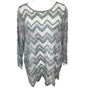 Chicos Travelers Chevron Sheer Sweater